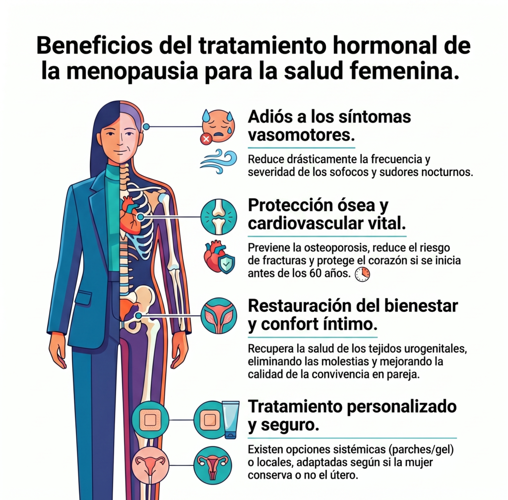 Beneficios del tratamiento hormonal menopáusico
